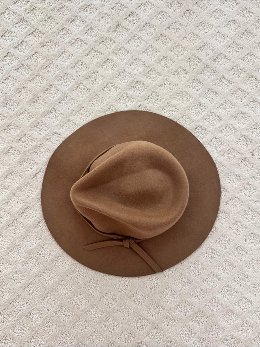Uniqlo Brown Wide-Brim 100% Wool Fedora Hat